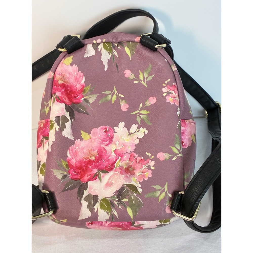 Betsey Johnson Mini Backpack Purple Floral Puppy Dog Bag Kitsch Kawaii Coquette - Picture 11 of 13